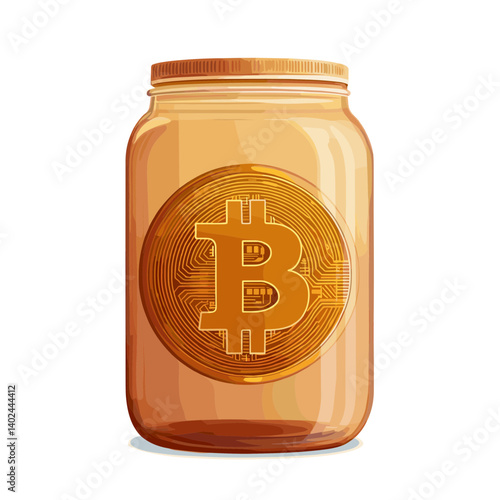 Gold Bitcoin in Glass Jar