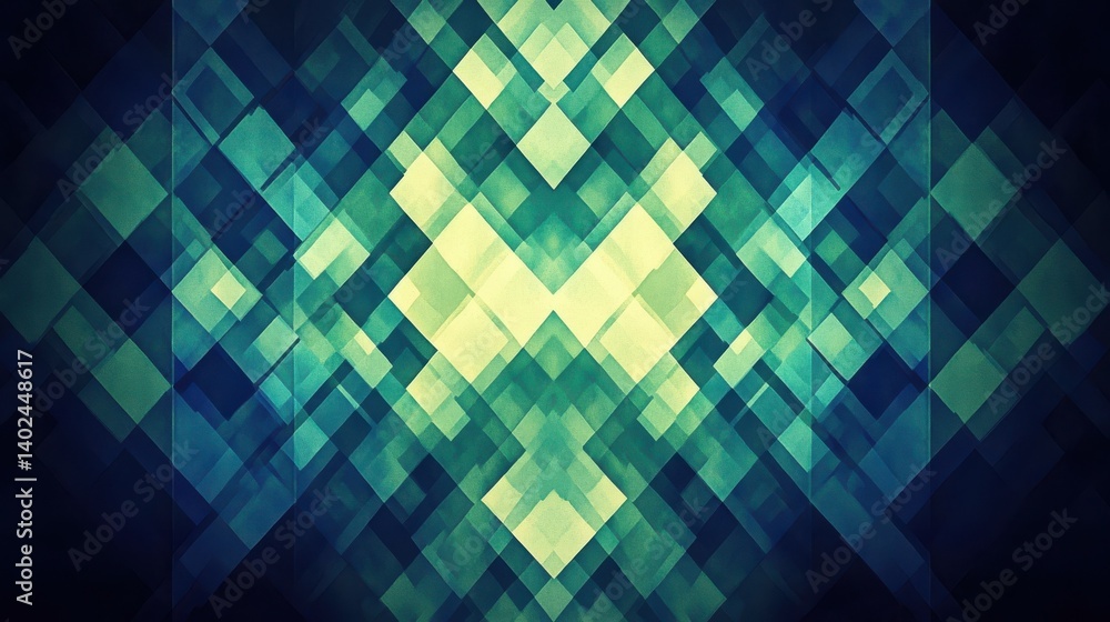 Abstract geometric pattern in shades of blue and green silhouette illustration Abstract geometric pattern in shades of blue and green silhouette illustration