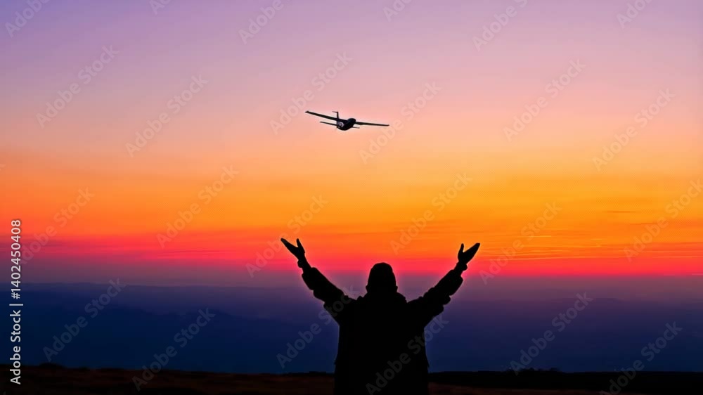 open arms at sunset welcome twilight flight, glowing horizon sparking emotion. open arms at sunset reflect surrender and wonder. open arms at sunset invite dreams. Concept human connection to sky open arms at sunset welcome twilight flight, glowing horizon sparking emotion. open arms at sunset reflect surrender and wonder. open arms at sunset invite dreams. Concept human connection to sky