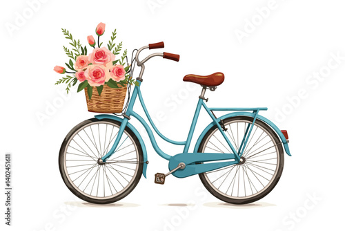 Vintage Bicycle with Flowers Clipart