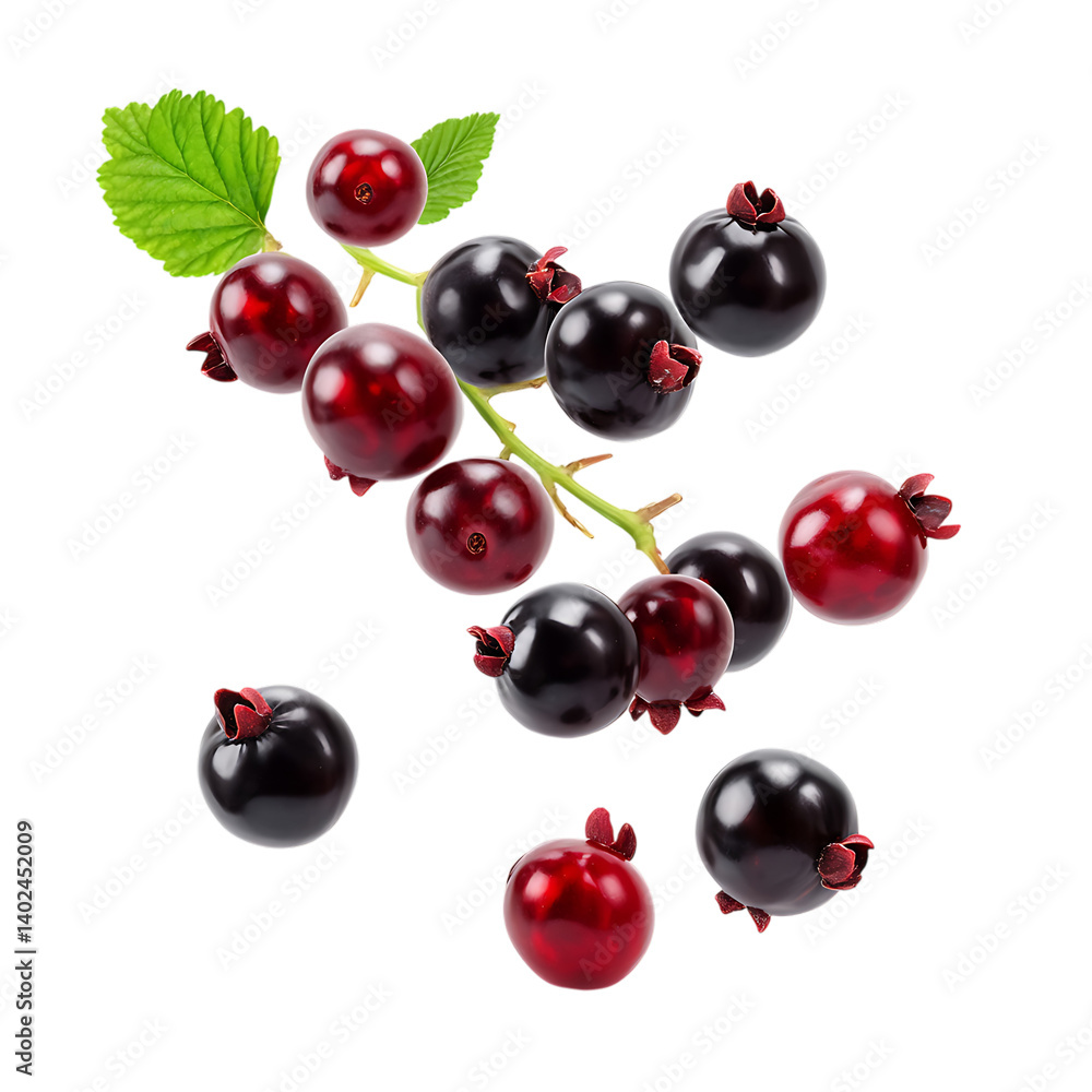 Currant with half slices falling or floating