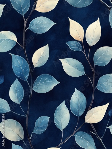 Illustration vector of seamless pattern of creeper and leaf minimalist, dark tone color shade, minimalist style