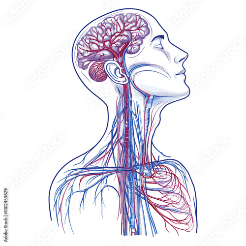 Detailed Human Head And Neck Anatomy Illustration