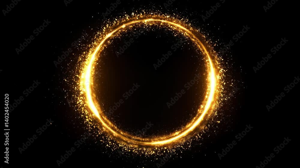 Golden Ring of Particles with Black Background Golden Ring of Particles with Black Background