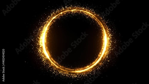 Golden Ring of Particles with Black Background
