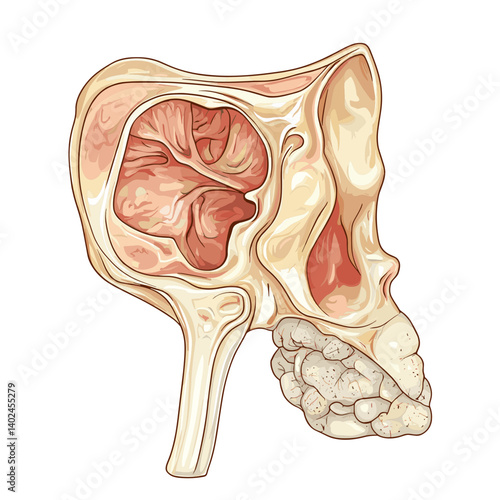 Detailed Illustration of Human Head and Neck Anatomy