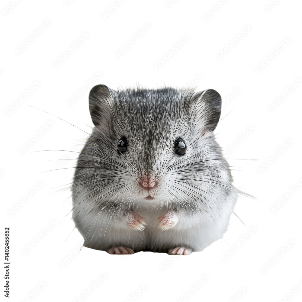 Cute hamster pet rodent small animal adorable grey and white hamster image on transparent background