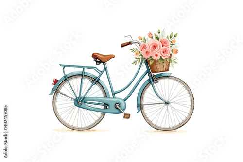 Vintage Bicycle with Flowers Clipart