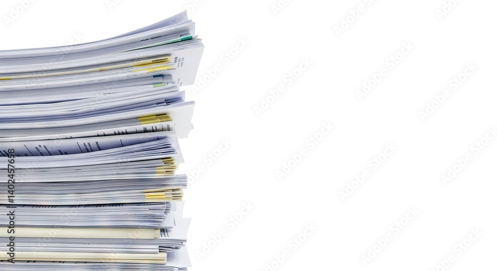 Stack of Documents and Paperwork Overload Illustrating Office Workload Stack of Documents and Paperwork Overload Illustrating Office Workload