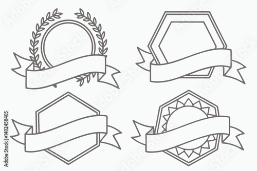 Elegant Award Badges and Ribbons Customizable Vector Graphics