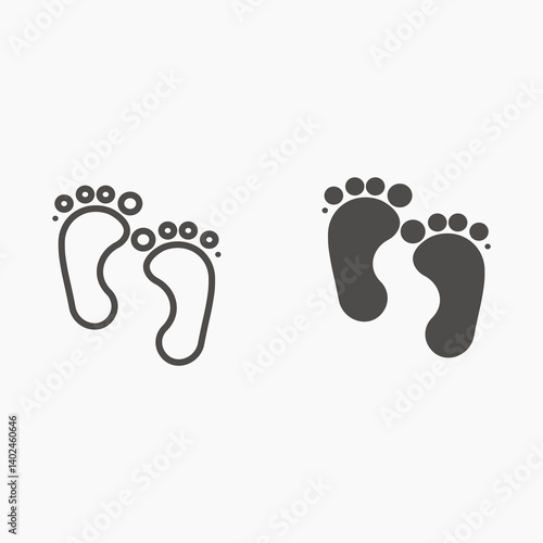 baby feet icon vector set. footprint, newborn, kids feet sign	