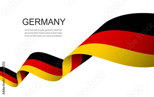 Germany flag on Waving ribbon, Germany Independence Day.