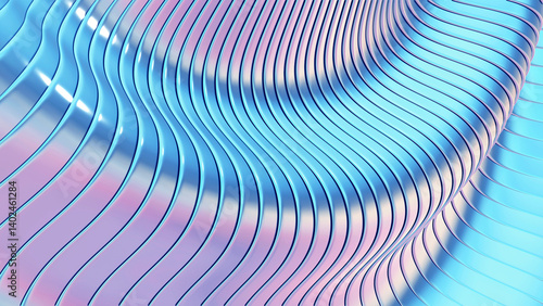 Abstract iridescent striped background, wavy stripes pattern, interesting spiral architectural minimal wallpaper.