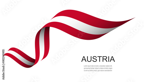 Austria flag on Waving ribbon, Austria Independence Day.