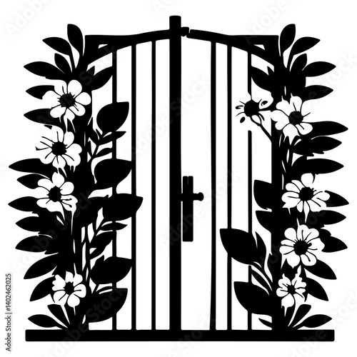 Floral Gate Silhouette: Enchanted Garden Entrance