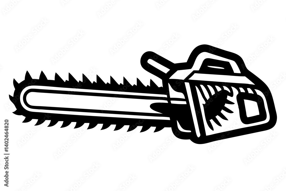 Chainsaw vector illustration, Chainsaw silhouette or vector icon with transparent background Chainsaw vector illustration, Chainsaw silhouette or vector icon with transparent background