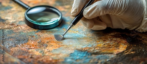 Art Conservationist Cleaning Painting