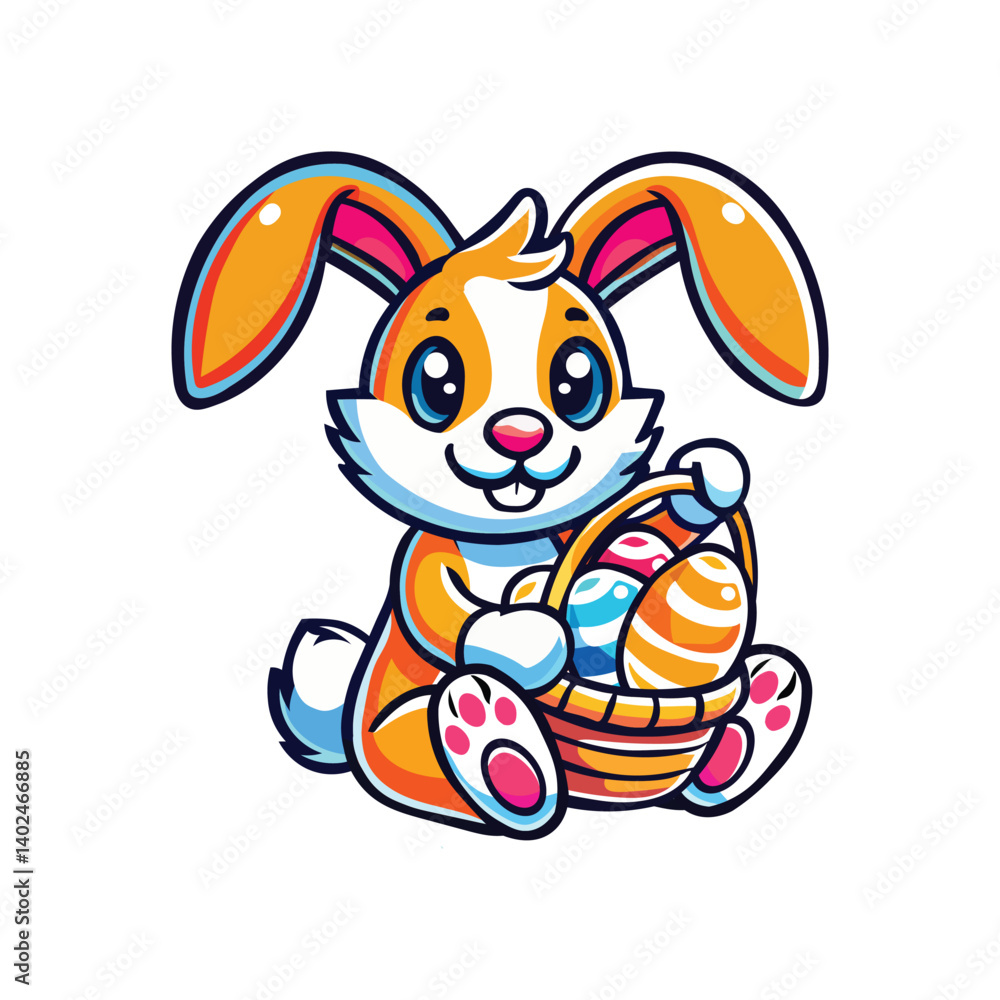 A cute Easter rabbit vector with a smile, holding Easter eggs, perfect for celebrating Easter Sunday. Fun, colorful, and ideal for banners, illustrations, and spring holiday designs. A cute Easter rabbit vector with a smile, holding Easter eggs, perfect for celebrating Easter Sunday. Fun, colorful, and ideal for banners, illustrations, and spring holiday designs.