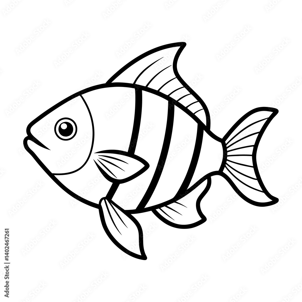 Silhouette line art vector sea fish Silhouette line art vector sea fish