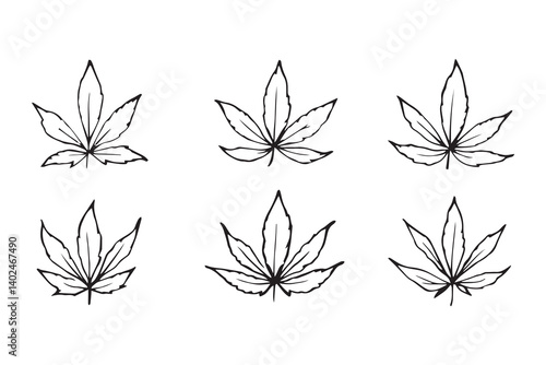 Hemp leaf line art