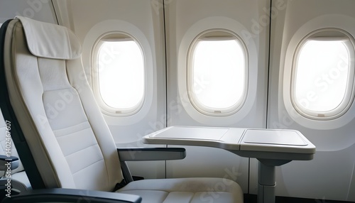 Airplane Seat with Tray Table and Windows