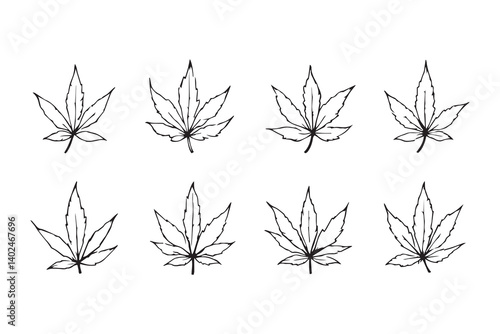 Hemp leaf line art