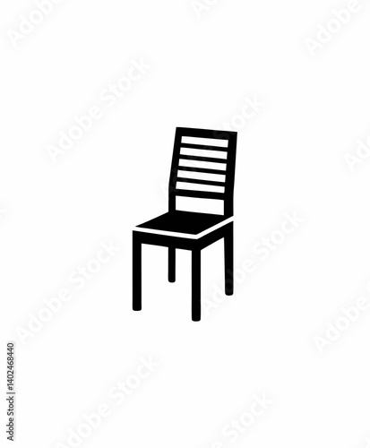 Simple Black and White Chair Graphic – Minimalist Vector Outline Illustration