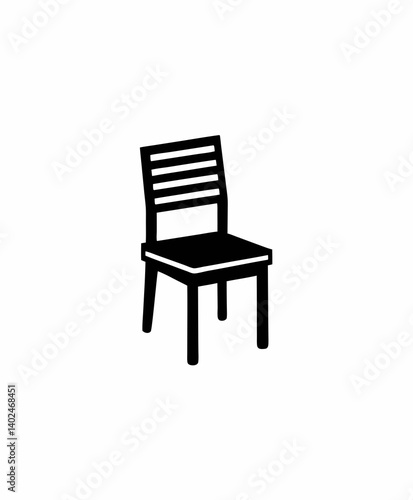 Simple Black and White Chair Graphic – Minimalist Vector Outline Illustration