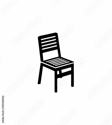 Simple Black and White Chair Graphic – Minimalist Vector Outline Illustration