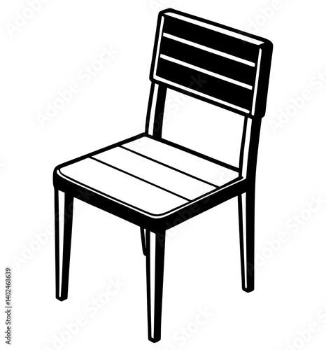 Simple Black and White Chair Graphic – Minimalist Vector Outline Illustration