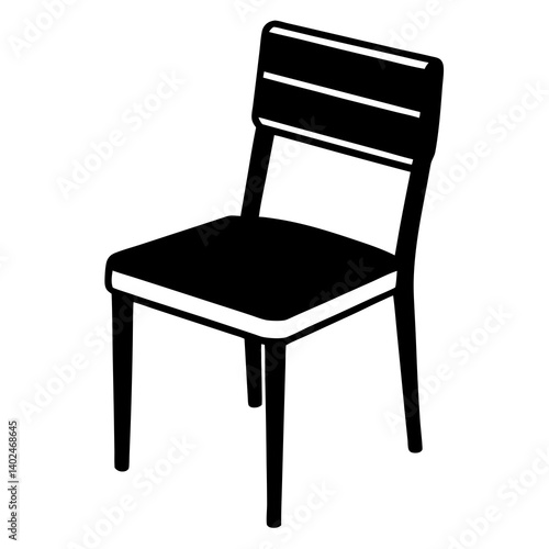 Simple Black and White Chair Graphic – Minimalist Vector Outline Illustration