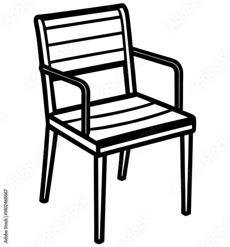 Simple Black and White Chair Graphic – Minimalist Vector Outline Illustration