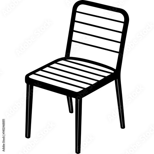 Simple Black and White Chair Graphic – Minimalist Vector Outline Illustration