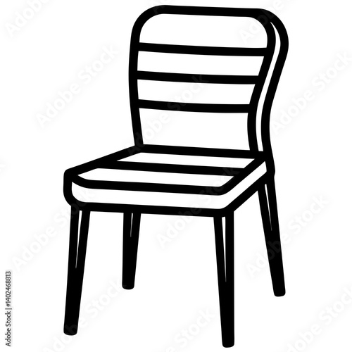 Simple Black and White Chair Graphic – Minimalist Vector Outline Illustration