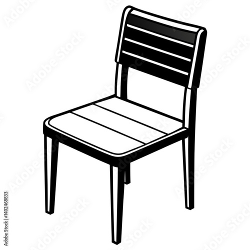 Simple Black and White Chair Graphic – Minimalist Vector Outline Illustration