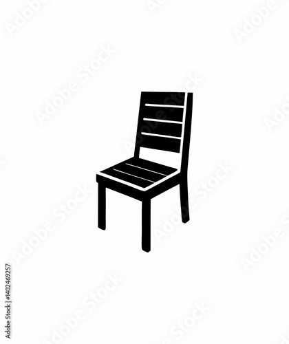 Simple Black and White Chair Graphic – Minimalist Vector Outline Illustration