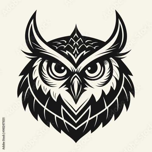 Tribal vector design features a black owl silhouette with wings and a skull element, suitable for tattoo art