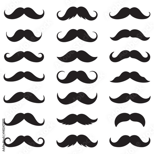 Vector Black silhouettes mustache icons. with white background