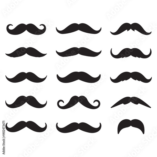 Vector Black silhouettes mustache icons. with white background