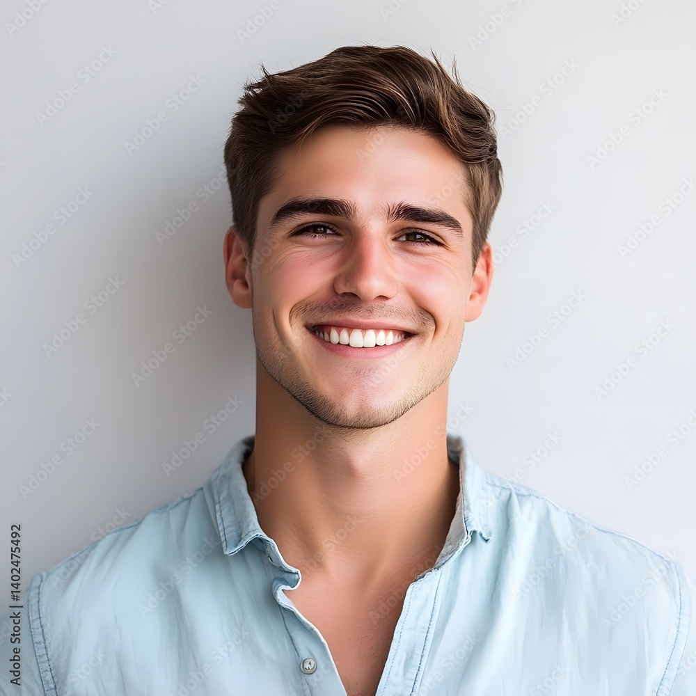 a man is smiling on a white background, with a cool set a man is smiling on a white background, with a cool set