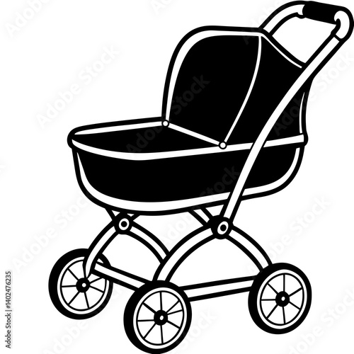 baby carriage isolated on white