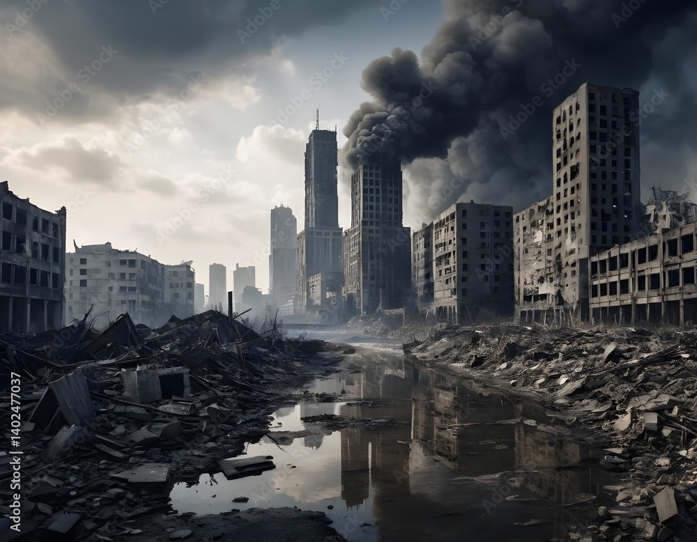 Obraz premium Post-Apocalyptic Cityscape