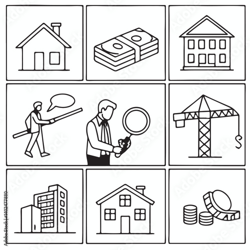 real estate icons, construction set of icons