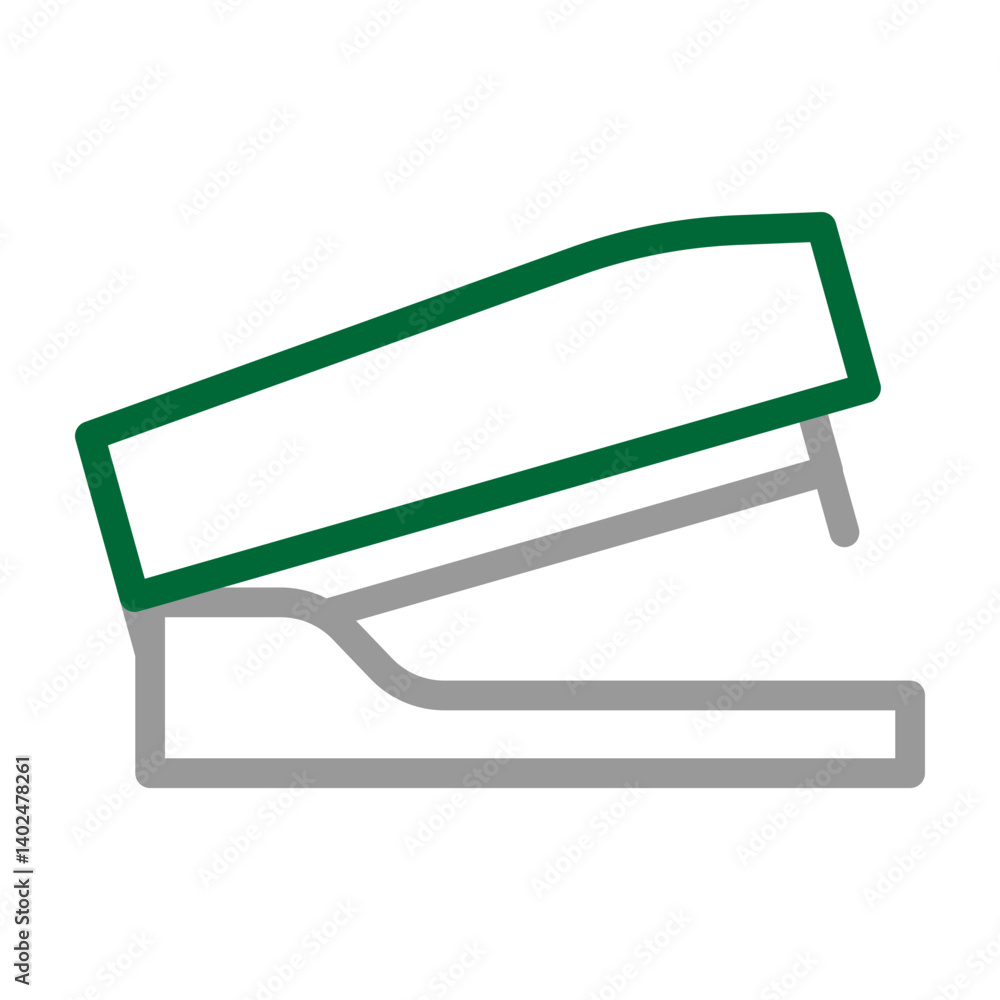 Stapler Vector Line Dark Green Grey Icon Design