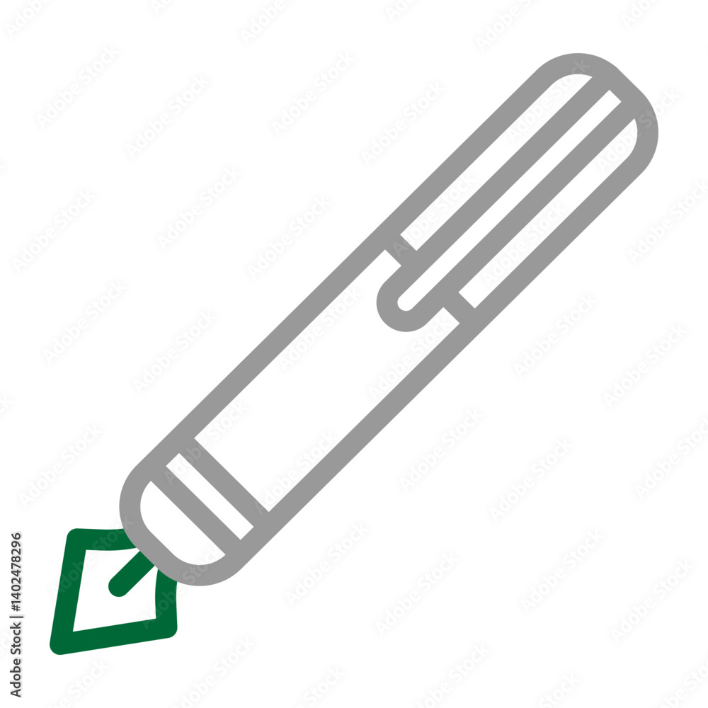 Fountain Pen Vector Line Dark Green Grey Icon Design Fountain Pen Vector Line Dark Green Grey Icon Design
