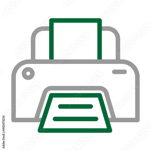Printer Vector Line Dark Green Grey Icon Design