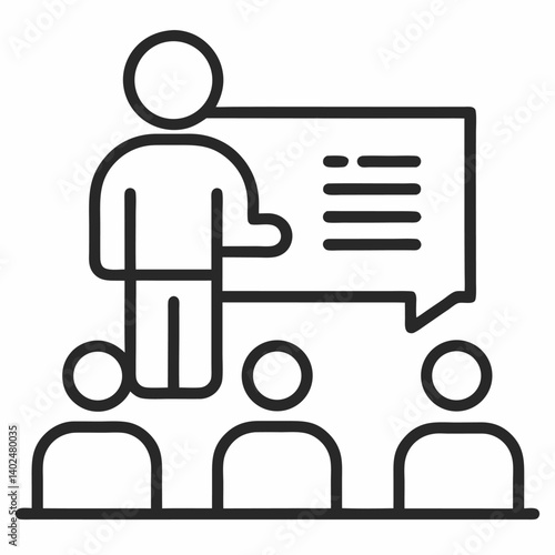 Presentation outline icon on white background