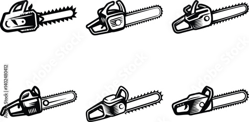 Chainsaw vector illustration set