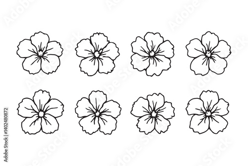 Hibiscus black line art