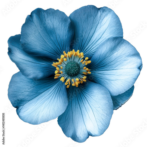 blue anemone flower on white background